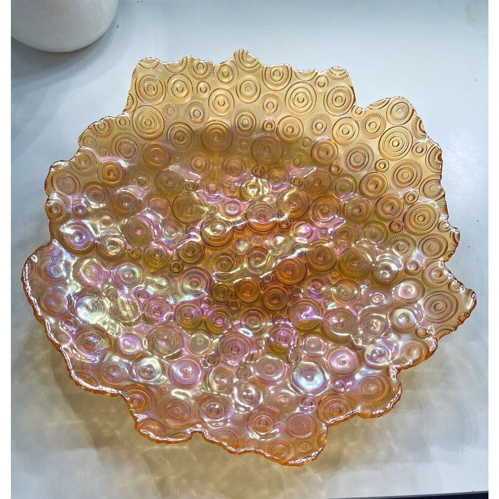 Amber Iridescent Decorative Bowl AKCAM Turkey  13 X‎ 13 Rare